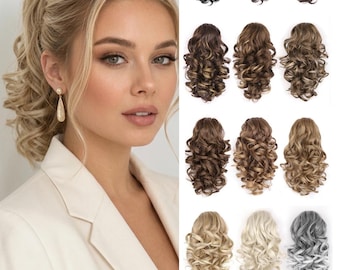 Curly Ponytail Extension, Effortless Claw Clip Pony Tail, Natural Wavy Hair Piece, Cute Messy Bun Look, Gift for Her