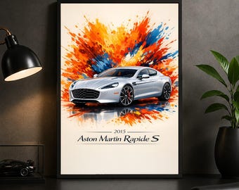 2015 Aston Martin Rapide S Poster, Luxury Car Art Print (Wall Decor)