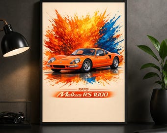 1970 Melkus RS 1000 Classic Sports Car Poster, Vintage Automotive Wall Art