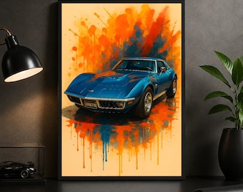 1970 Chevrolet Corvette Poster – Classic C3 Muscle Car Wall Art Print