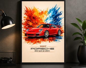 2007 Porsche 911 GT3 (997) Track Car Poster – Motorsport Wall Art Print