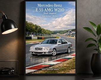 1999 Mercedes-Benz E 55 AMG W210 Poster, Luxury Sports Sedan Wall Art