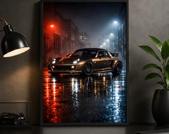 Smart Roadster Brabus 2005 Poster, Compact Sports Car Wall Art, Automotive Decor
