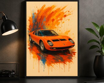 Lamborghini Miura 1966 Poster – Classic Italian Supercar Wall Art Print