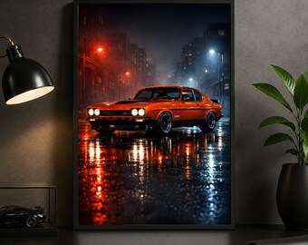 Ford Capri RS3100 Poster, 1974 Classic Car Wall Art, Vintage Racing Car Print