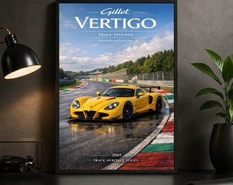 Gillet Vertigo 2007 Belgian Sports Car Poster, Track Inspired Wall Art