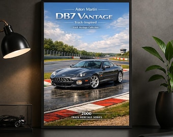 Aston Martin DB7 Vantage Poster, 2000 Luxury Sports Car Wall Art Print