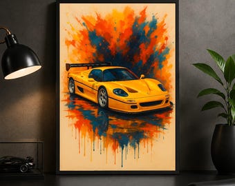 Ferrari F50 GT 1996 Poster – Exotic Supercar Wall Art Print for Garage or Office