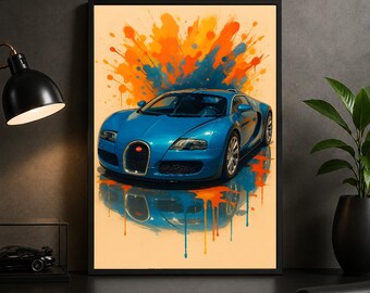 Bugatti Veyron 2005 Poster – Supercar Wall Art Print for Garage or Office Decor