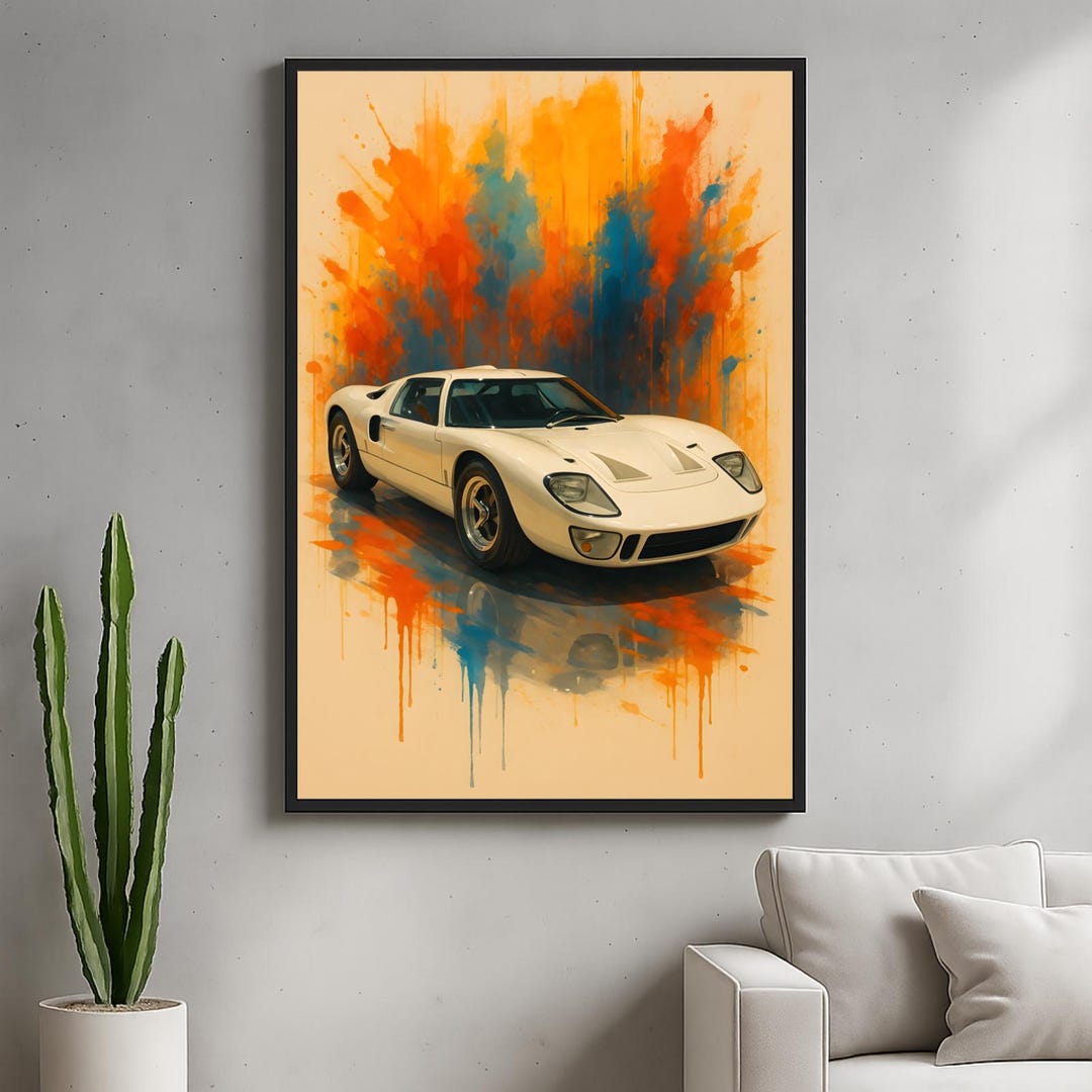 1966 Ford GT40 Poster – Vintage Racing Car Wall Art Print for Garage or ...