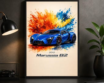 2012 Marussia B2 Supercar Poster, Exotic Automotive Wall Art Print