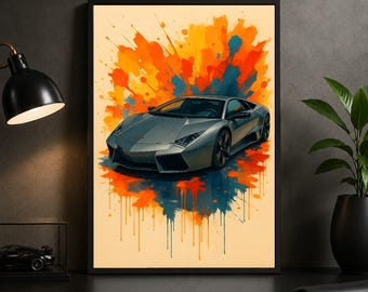 Lamborghini Reventon 2008 Poster – Dark Minimal Supercar Wall Art Print