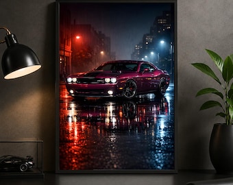 Dodge Challenger SRT8 Poster, 2010 Muscle Car Wall Art Print