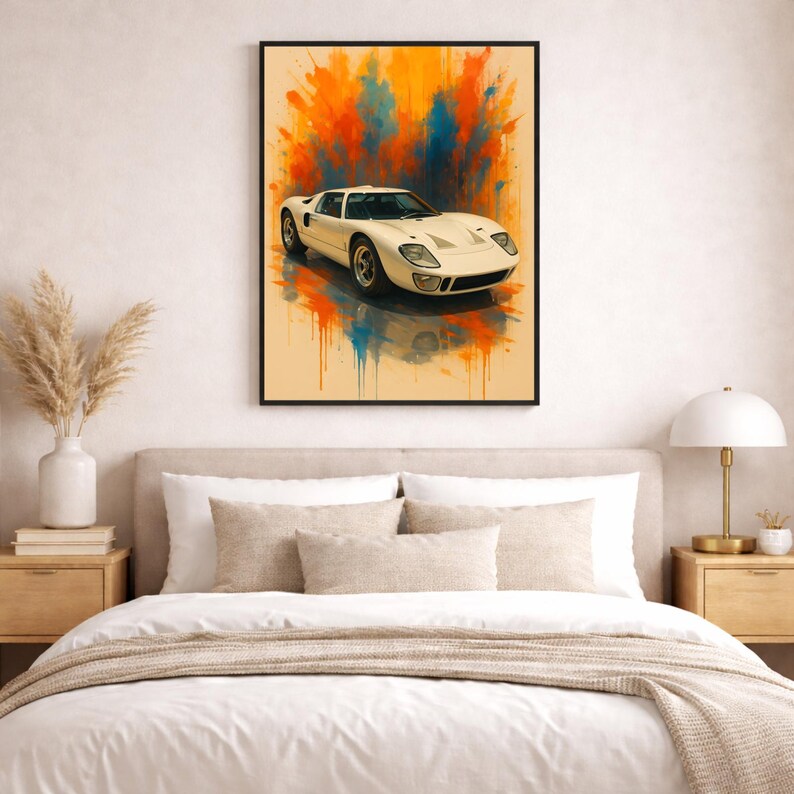 1966 Ford GT40 Poster – Vintage Racing Car Wall Art Print for Garage or ...