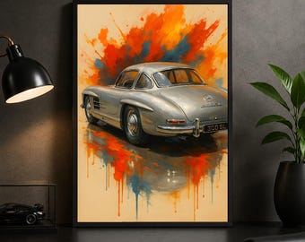 1955 Mercedes-Benz 300SL Gullwing Poster – Classic Mercedes Wall Art Print