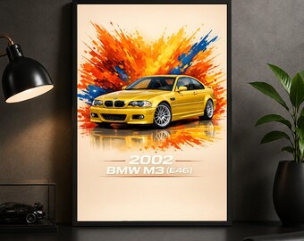 2002 BMW M3 E46 Poster – Classic Sports Car Wall Art Print