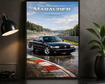 2003 Mercury Marauder Track-Inspired Poster, American Muscle Car Art Print