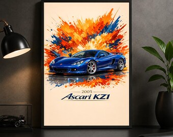 Ascari KZ1 2005 Poster – Minimal Supercar Wall Art Print for Garage or Office