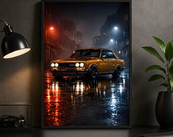 1971 Datsun 510 1600 SSS Poster – Classic JDM Sedan Wall Art Print