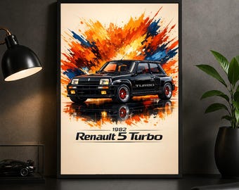 Renault 5 Turbo 1982 Poster – Classic Hot Hatch Rally Car Wall Art Print