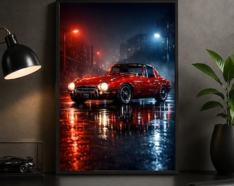 Toyota Sports 800 Poster, 1965 Classic Japanese Sports Car Wall Art Print