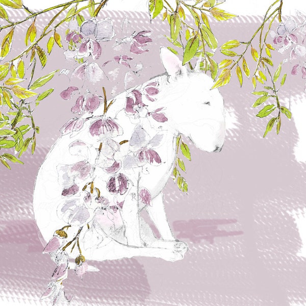 English Bull Terrier under the Wisteria Print