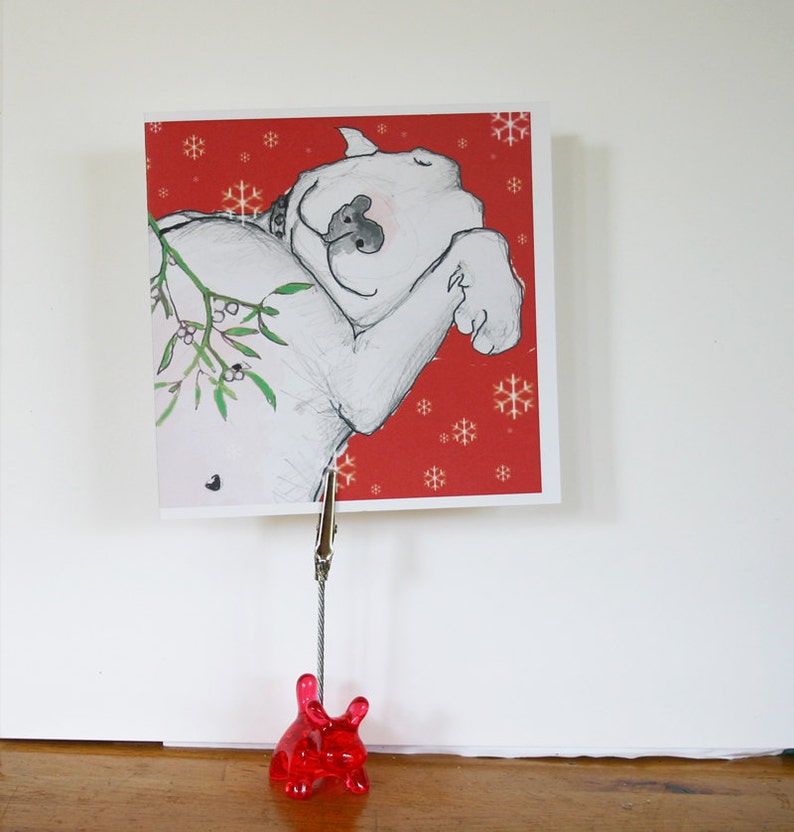 No.5 A Christmas Kiss English Bull Terrier Card Set of 5 image 1