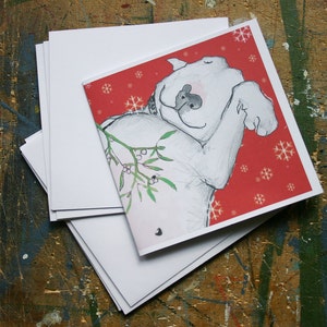 No.5 A Christmas Kiss English Bull Terrier Card Set of 5 image 3