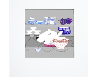 English Bull Terrier Mini Print "China shop"