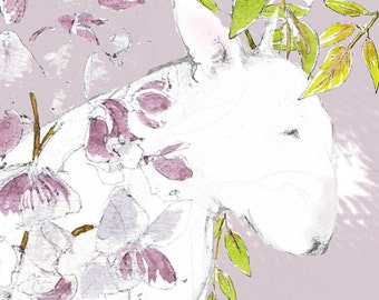 English Bull Terrier Wisteria Blank Card