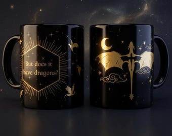 Black Dragon Coffee Mug | Fourth Wing Merch, ACOTAR Gift, Fantasy Reader Mug, But Does It Have Dragons, Bookish Gift, Book Nook Decor Gift