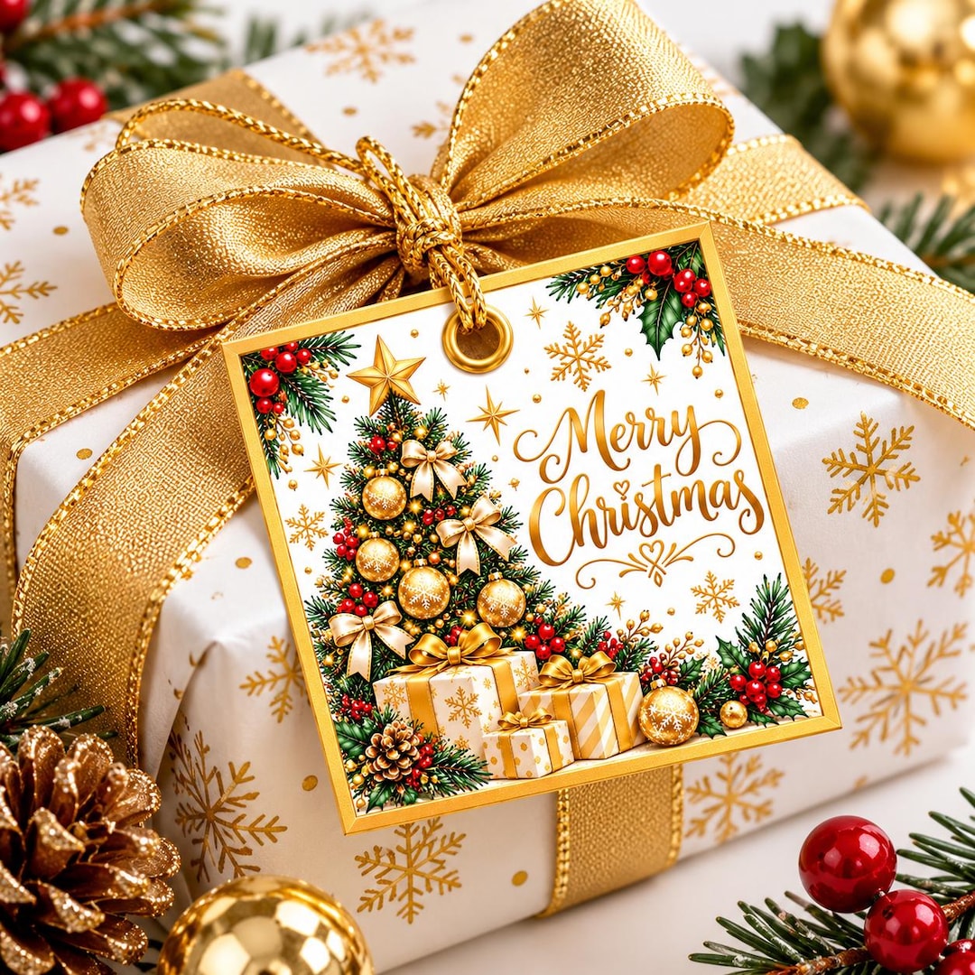 Christmas Gift Tags Printable, 20 Festive Designs, 2.5 Inch Square Tags ...