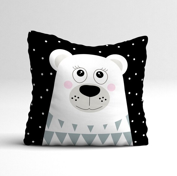 Items similar to Decorative pillow cover with polar bear, kids throw
