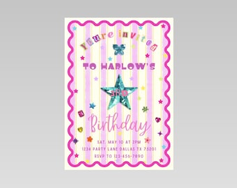Whimsical 3rd Birthday Invitation | Fancy & Fun Birthday Party Invite | Colorful Birthday Canva Template | Editable Kids Birthday Invitation