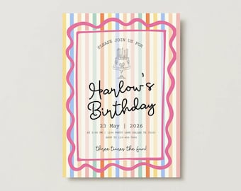Three Times the Fun Birthday Invitation | 3rd Birthday Party Canva Template | Editable Kids Birthday Invite