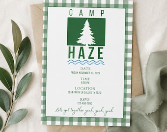 Camp Birthday Invitation | Parent Trap Inspired Birthday Party | Summer Camp Canva Template | Editable Kids Birthday Invite