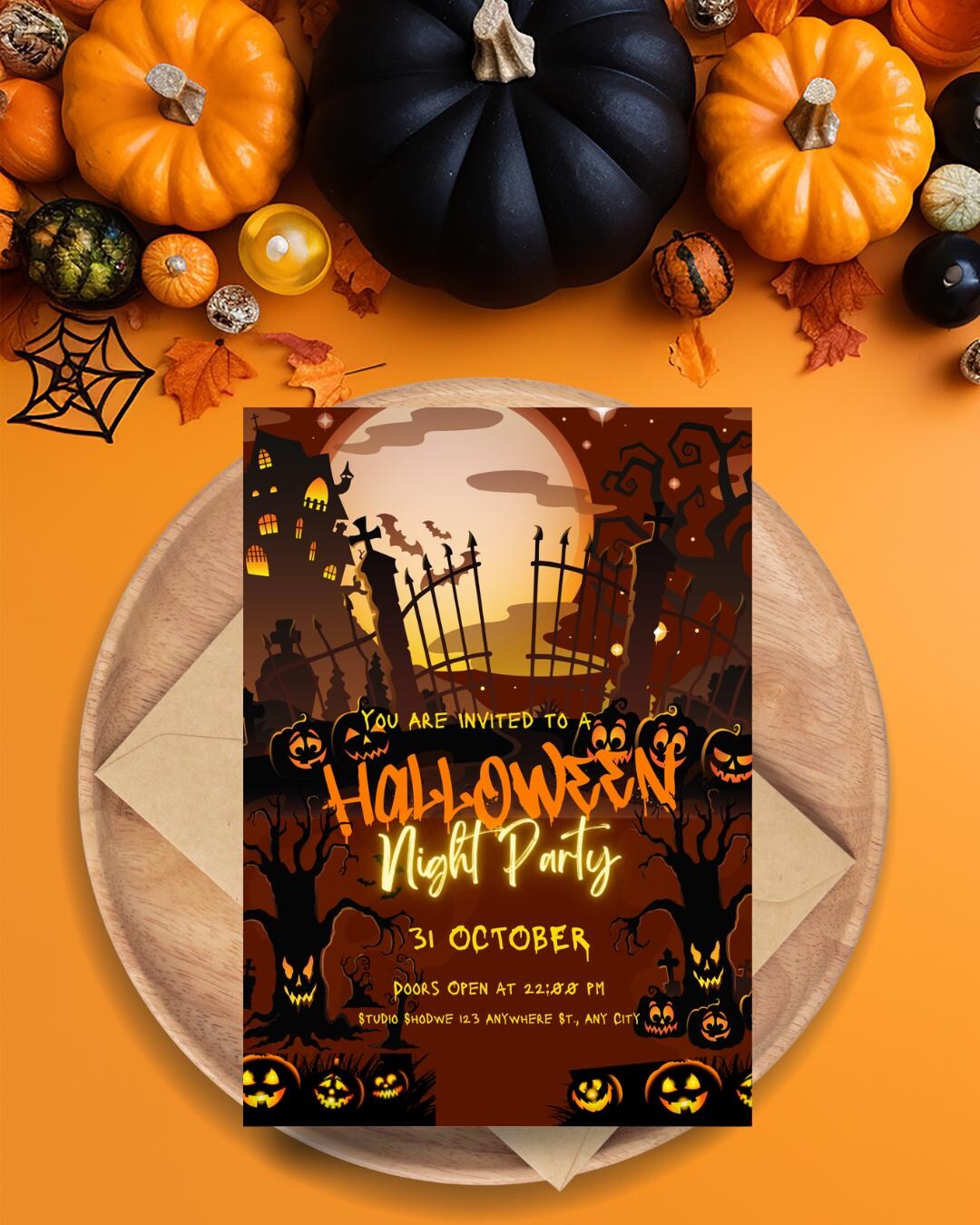 Digital Haunted Mansion Halloween Party Invite | Scary Night Event ...