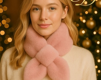 Luxury Fur Scarf for Women, Elegant Winter Neck Warmer, Soft Pink Fur