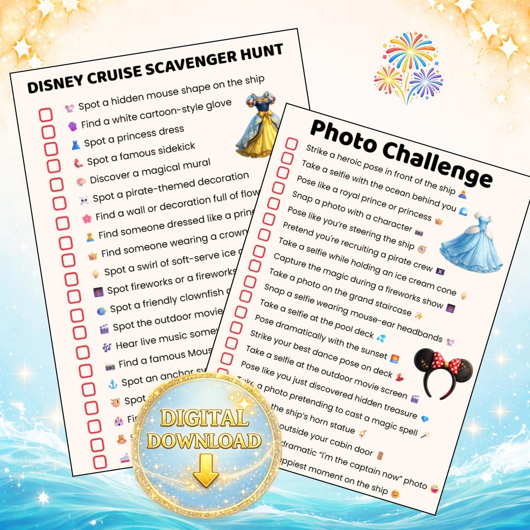 Disney Cruise Scavenger Hunt Printable & Photo Challenge Game I Cruise ...