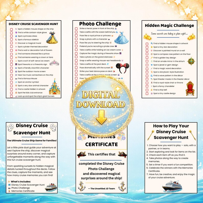 Disney Cruise Scavenger Hunt Printable & Photo Challenge Game I Cruise ...