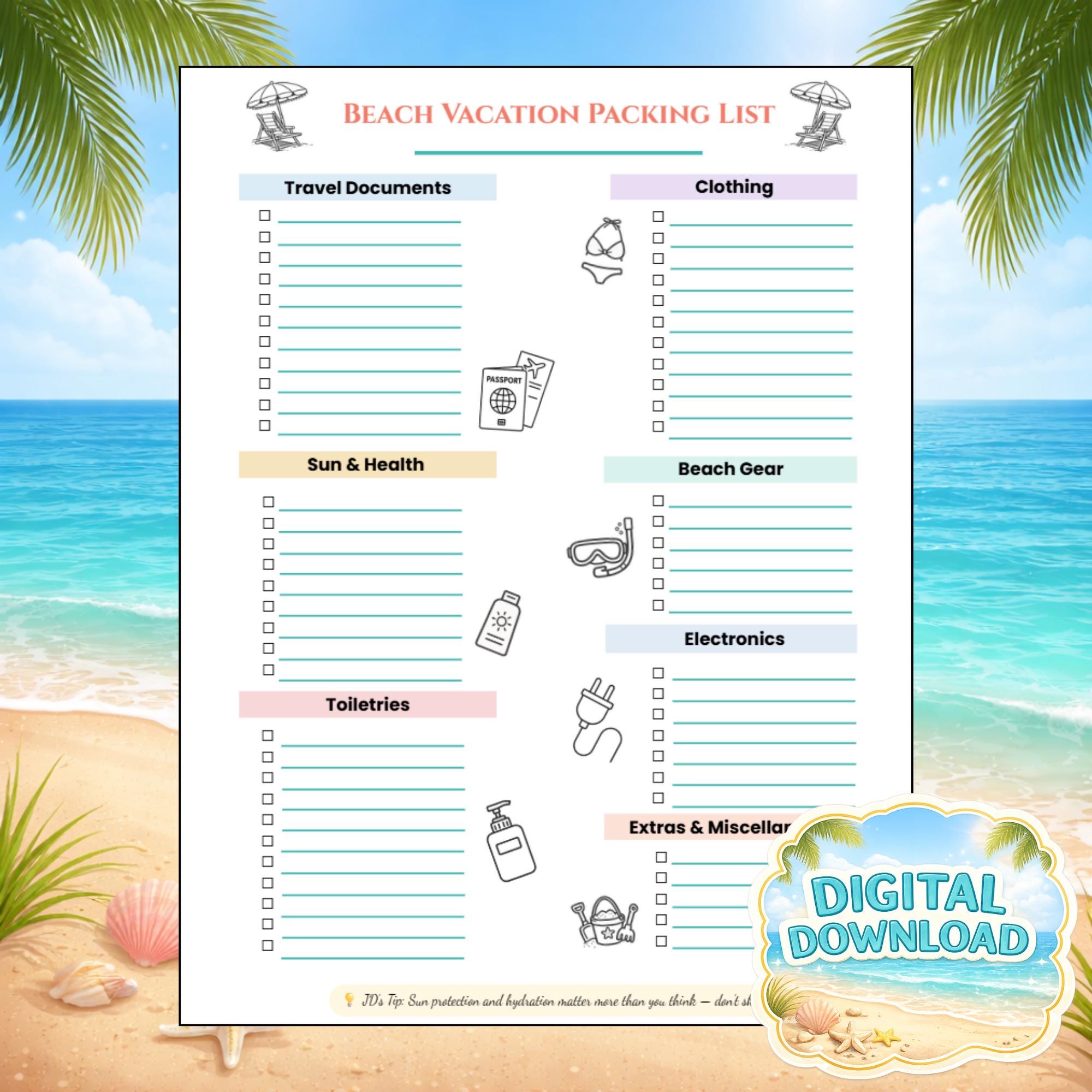 Beach Vacation Packing List Printable | Beach Trip Checklist | Summer ...