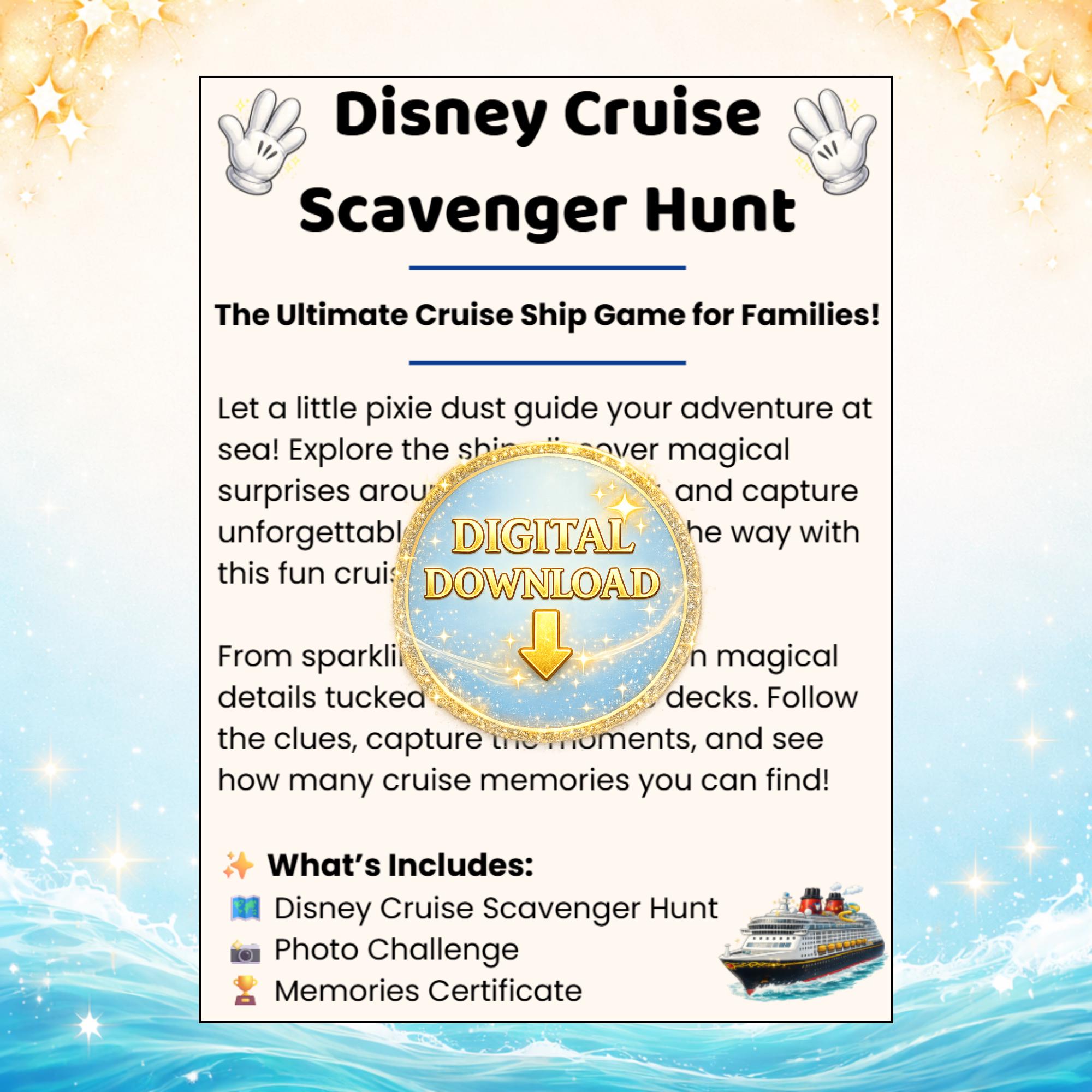 Disney Cruise Scavenger Hunt Printable & Photo Challenge Game I Cruise ...