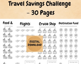 Travel Savings Challenge Printable | 30-Page Vacation Savings Tracker | 3x6 Savings Cards | Travel Budget Planner | Digital Download