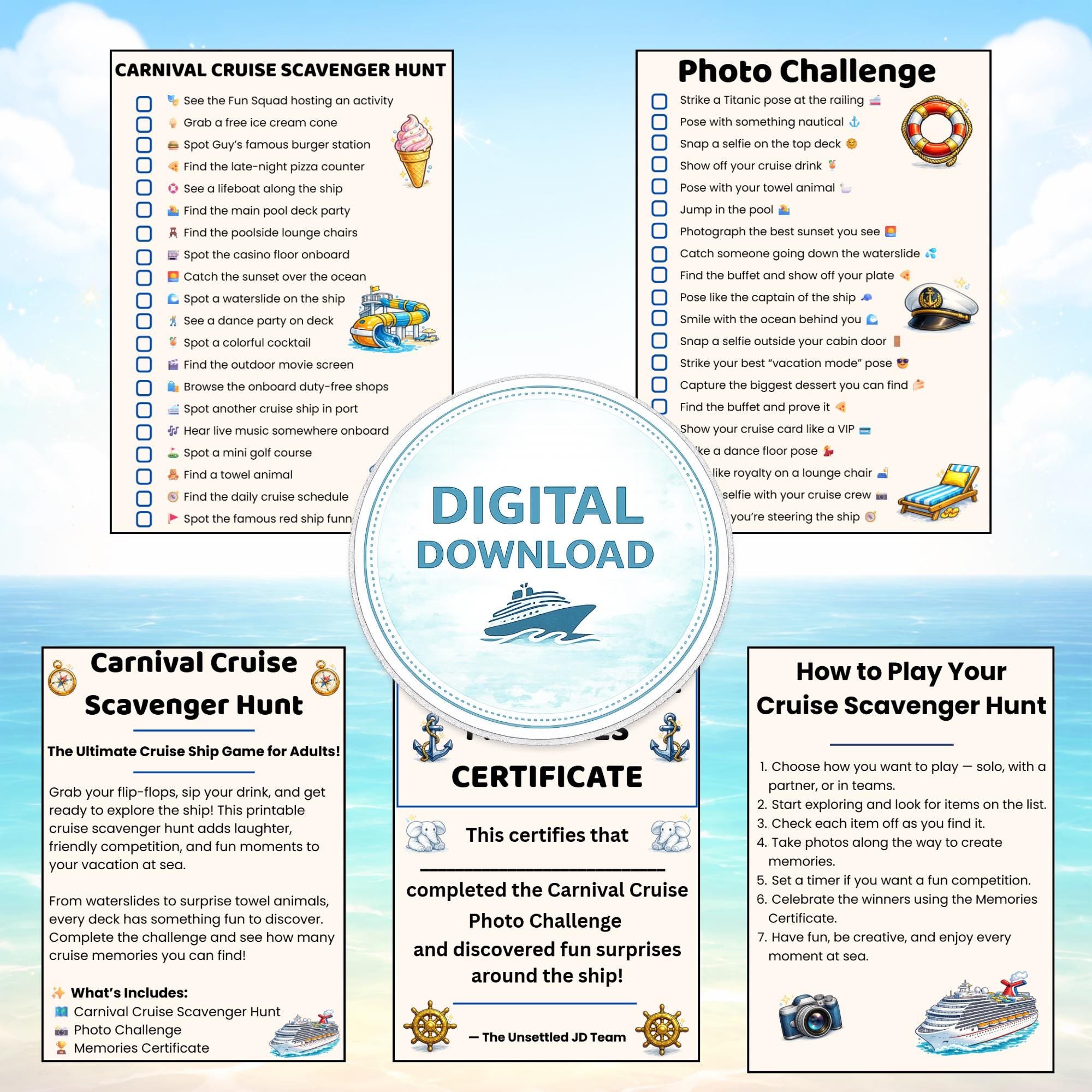 Cruise Ship Scavenger Hunt Printable Game for Adults | Carnival Cruise ...