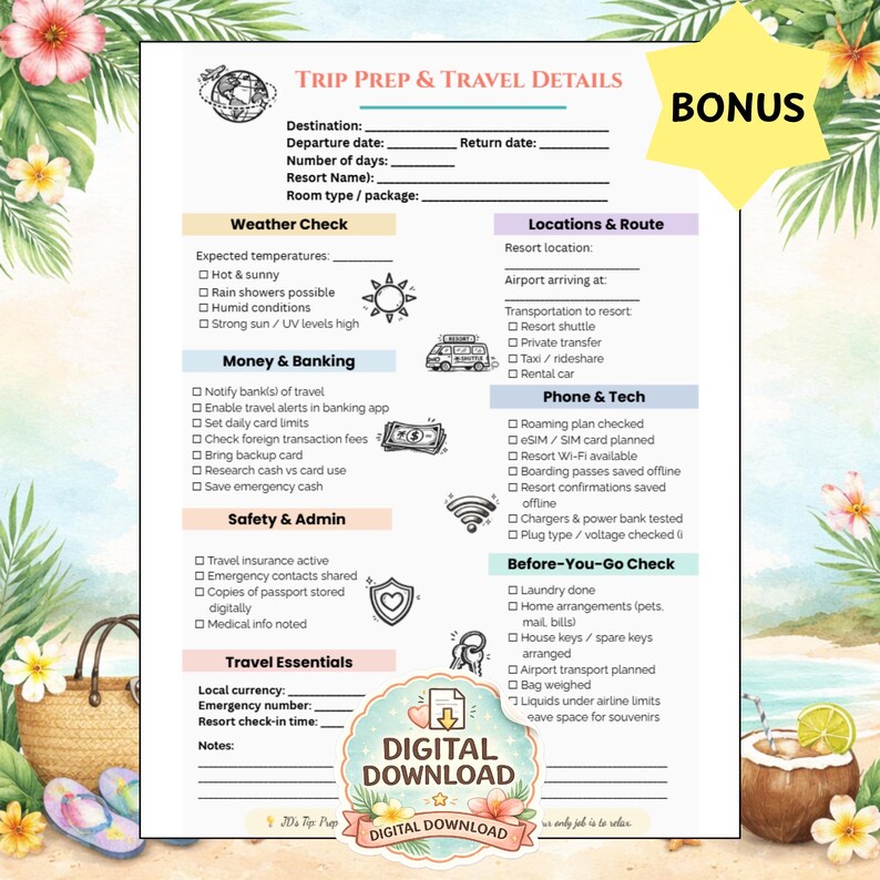 Resort Packing List Printable | All-inclusive Vacation Checklist ...