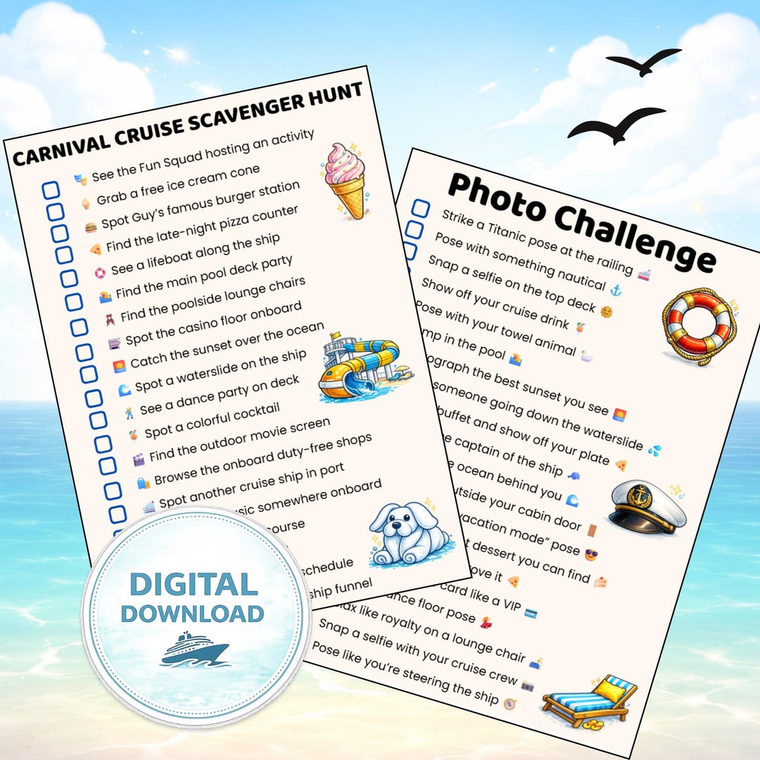 Cruise Ship Scavenger Hunt Printable Game for Adults | Carnival Cruise ...