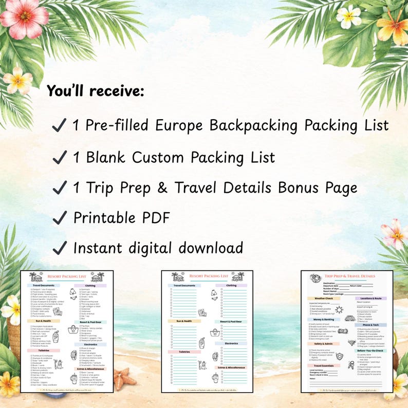 Resort Packing List Printable | All-inclusive Vacation Checklist ...