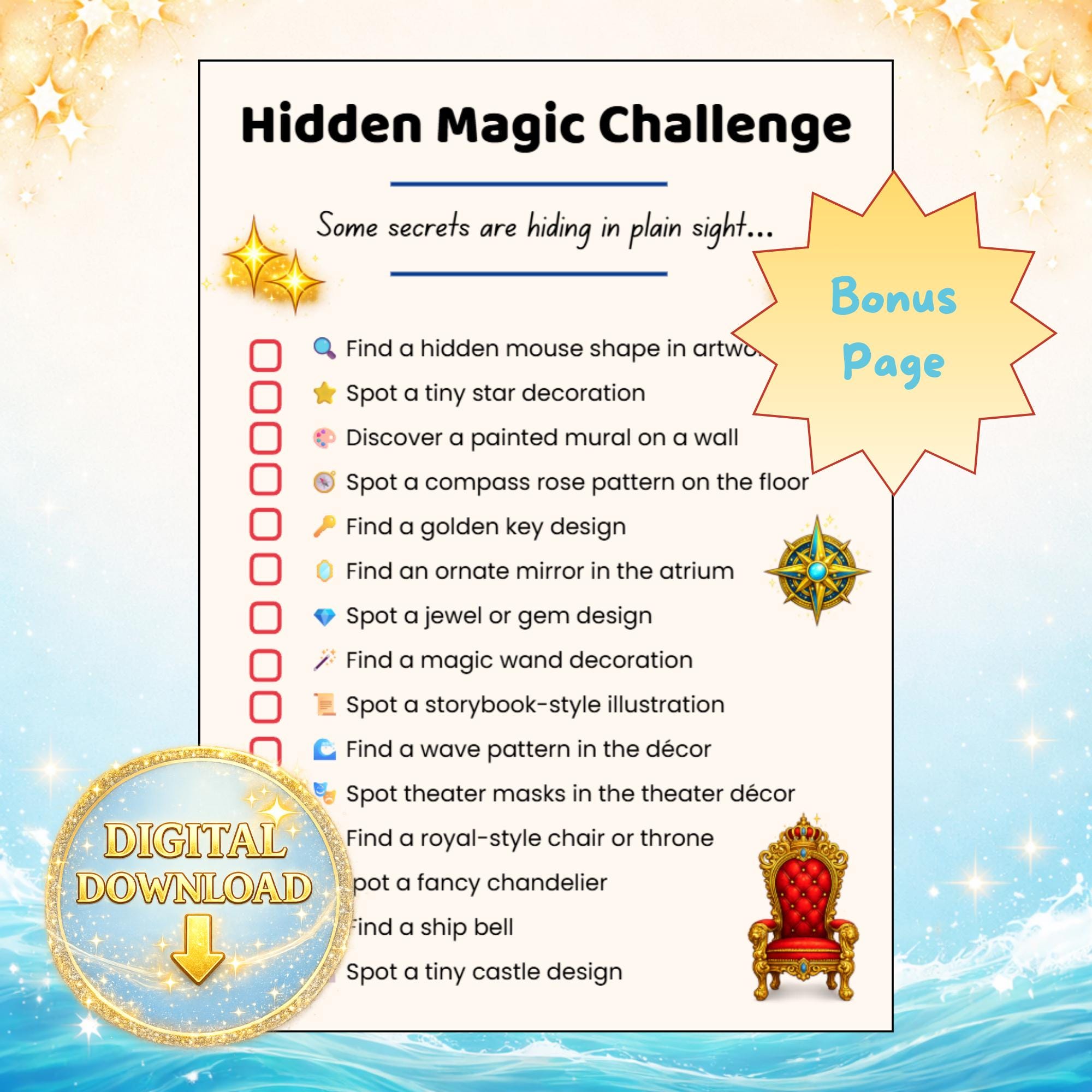 Disney Cruise Scavenger Hunt Printable & Photo Challenge Game I Cruise ...
