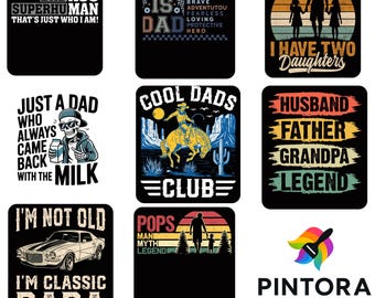 Paquete de imágenes PNG para papá, frases divertidas para papá en formato PNG, diseño de camiseta de regalo para papá, imágenes PNG del Club de Papás Geniales, archivos de sublimación para el Día del Padre (8 archivos)