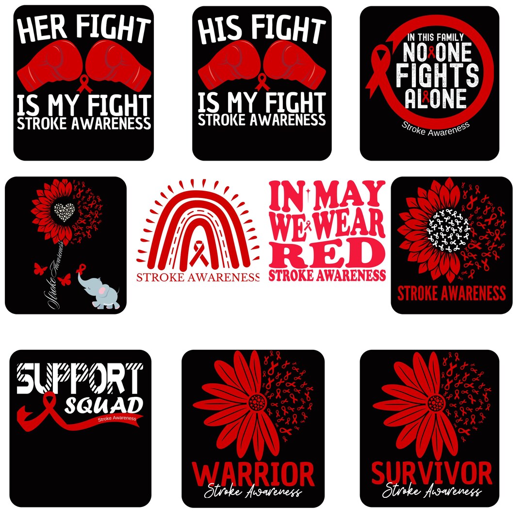 Stroke Awareness PNG Bundle 10 Designs, in May We Wear Red Shirt ...